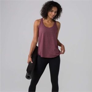 J207 Lululemon 105 Singlet In Heathered Bordeaux Drama